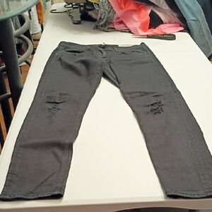 Rag & Bone Dark Gray Distressed Skinny Jeans